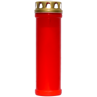 Set 20 candele rosii 98 ore cu capac metalic pentru cimitir Zniczplast
